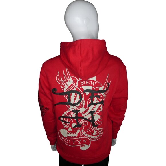 Ed‎ Hardy Men's 77 Tattoo Red Hoodie EHM1300-36 Size M - Picture 7 of 12